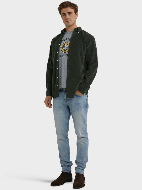 McGregor overhemd corduroy olijfgroen | Regular-fit