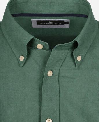 Overhemd linen cotton donkergroen