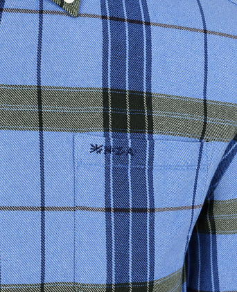 Overhemd bd waihi flannel check ink blue