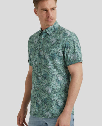 Short sleeve overhemd print groen
