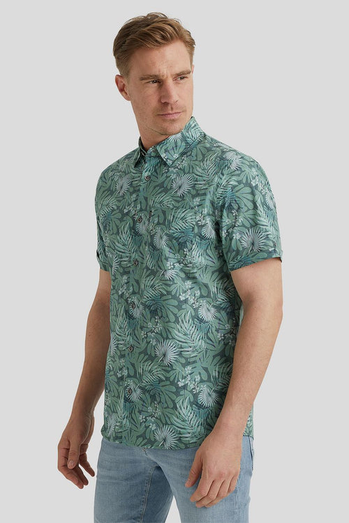 Short sleeve overhemd print groen