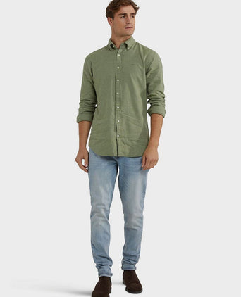 Overhemd flanel melange sage groen