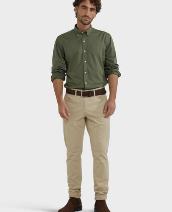 Overhemd piqué stretch groen