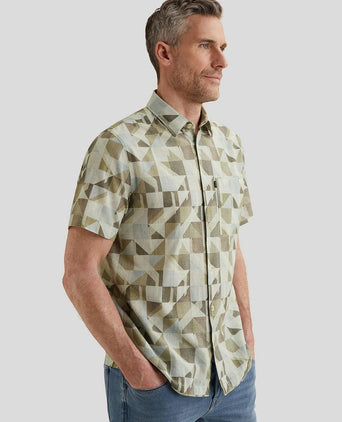 Short sleeve overhemd print groen