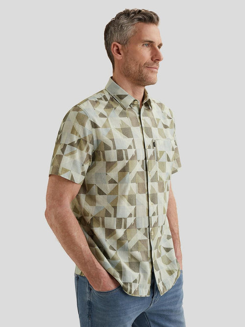Short sleeve overhemd print groen