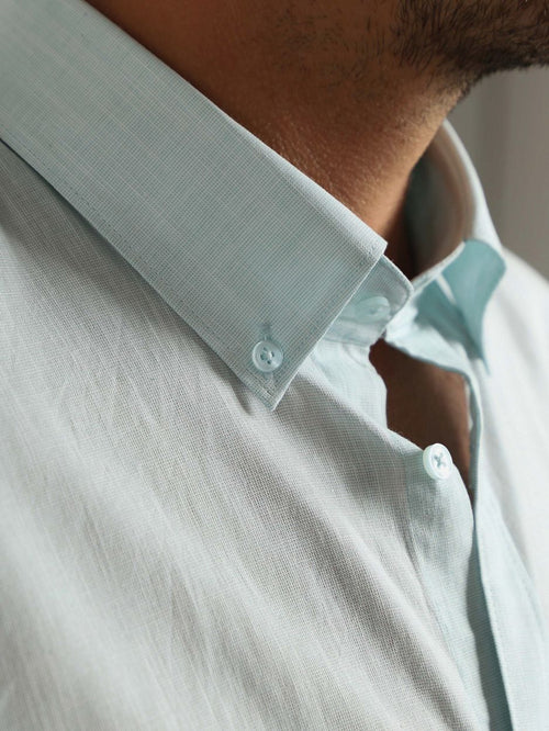 Overhemd cotton slub lichtgroen