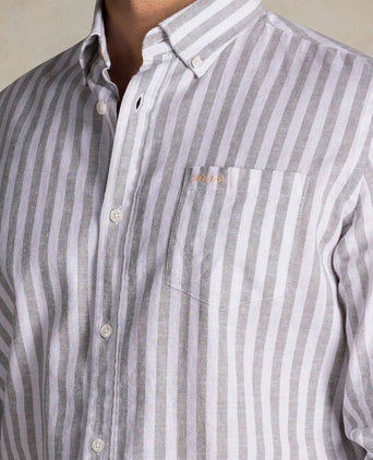 Shirt picton linnen blend streep groen
