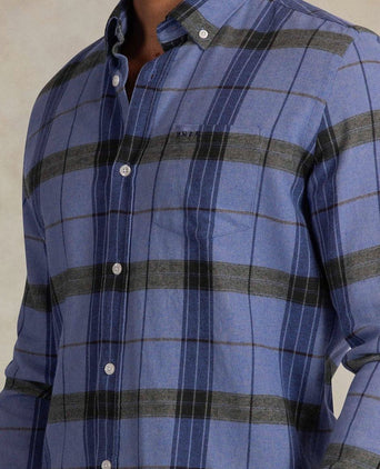 Overhemd bd waihi flannel check ink blue