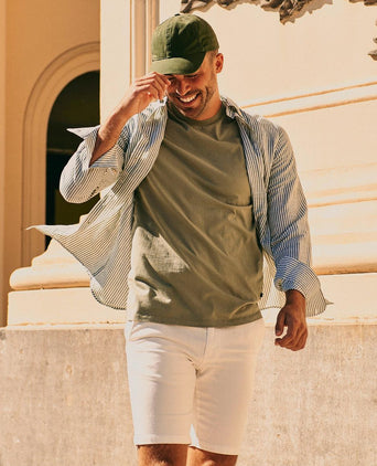 Overhemd linen cotton streep groen