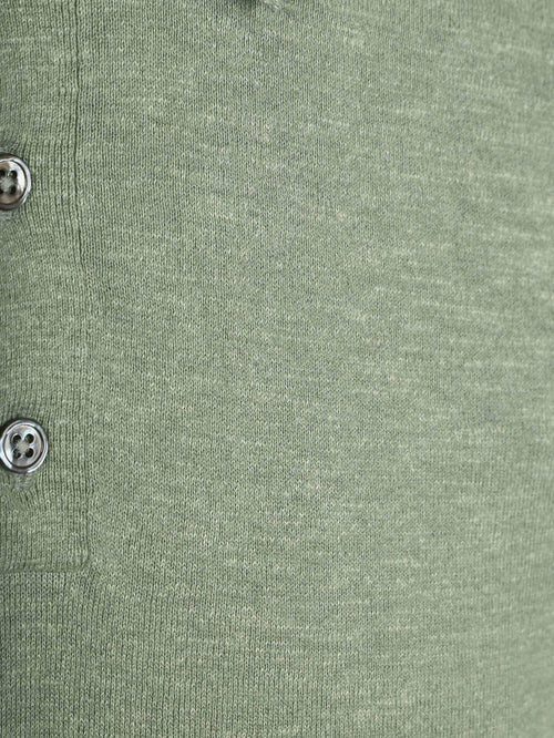 Knitted polo cotton linen groen
