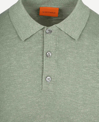 Knitted polo cotton linen groen