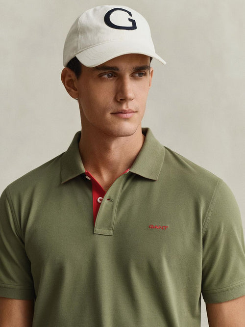 Contrast piqué poloshirt herb groen