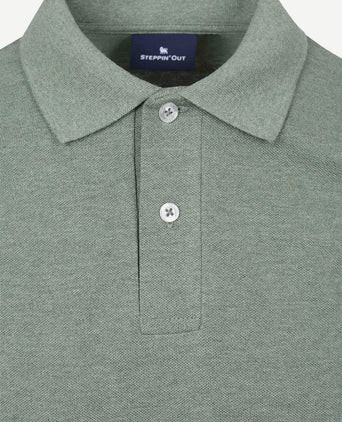 Longsleeve polo piqué classic groen