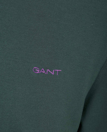 Longsleeve contrast piqué poloshirt tartan groen