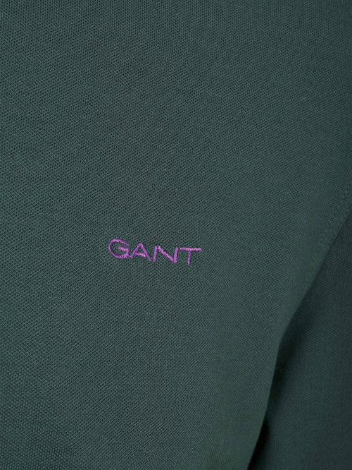 Longsleeve contrast piqué poloshirt tartan groen