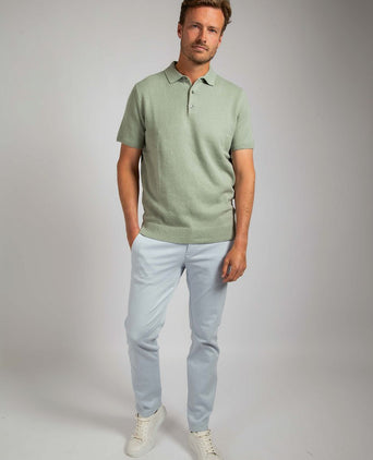 Heavy knitted polo raw lichtgroen