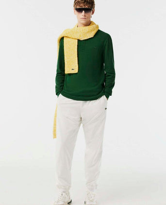 Longsleeve poloshirt piqué donkergroen