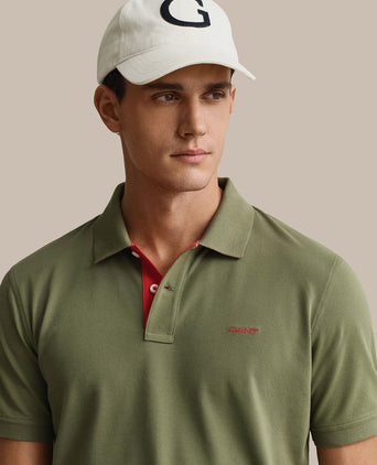 Contrast piqué poloshirt herb groen