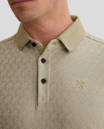 Knitted poloshirt jacquard print groen