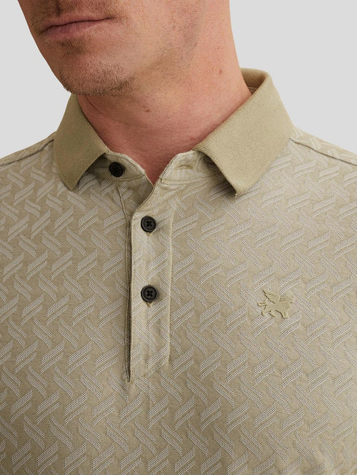 Knitted poloshirt jacquard print groen