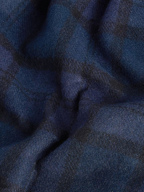 Sjaal tartan lamswol klassiek donkerblauw