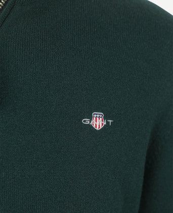 Gant halfzip wol trui logo groen | Regular-fit