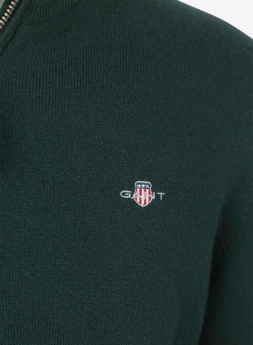 Gant halfzip wol trui logo groen | Regular-fit