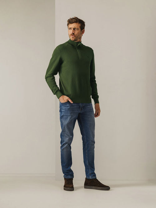 halve rits trui structuur donkergroen