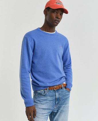 Gant pullover lamswol mid blauw | Regular-fit