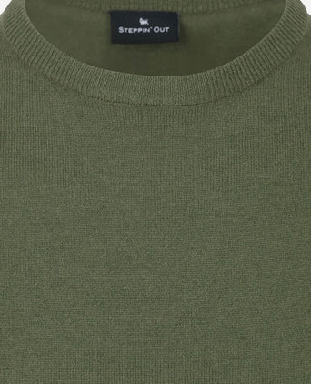 Steppin' Out trui merinowol groen | Regular-fit