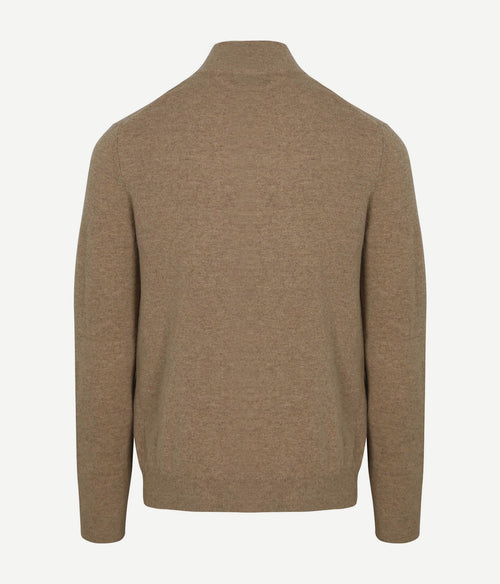 Steppin' Out halve rits trui merinowol beige | Regular-fit