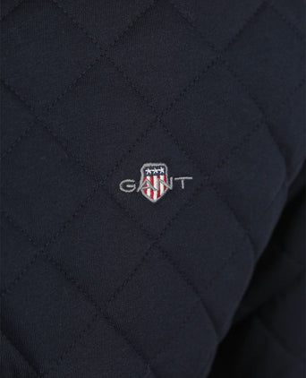 Gant quilted mocker pullover donkerblauw | Regular-fit