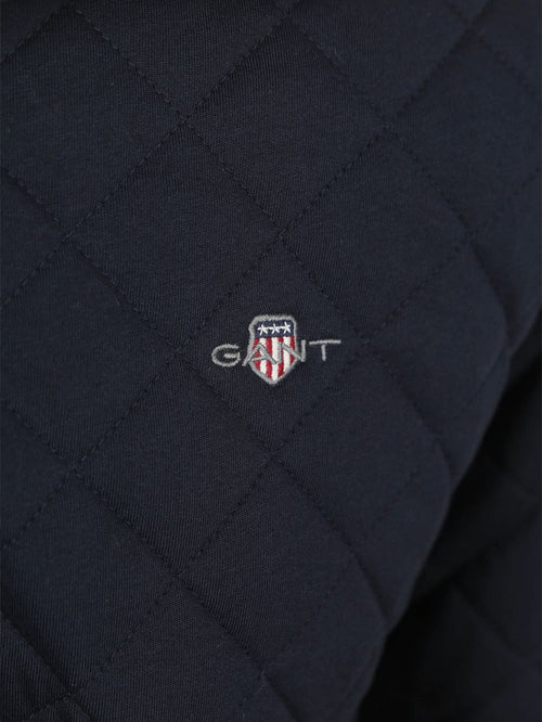 Gant quilted mocker pullover donkerblauw | Regular-fit