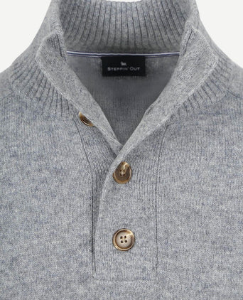 Steppin' Out mocker trui lamswol grijs | Regular-fit