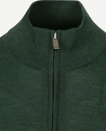Merino halve rits trui donkergroen