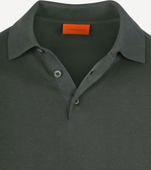 Compact cotton poloshirt donkergroen