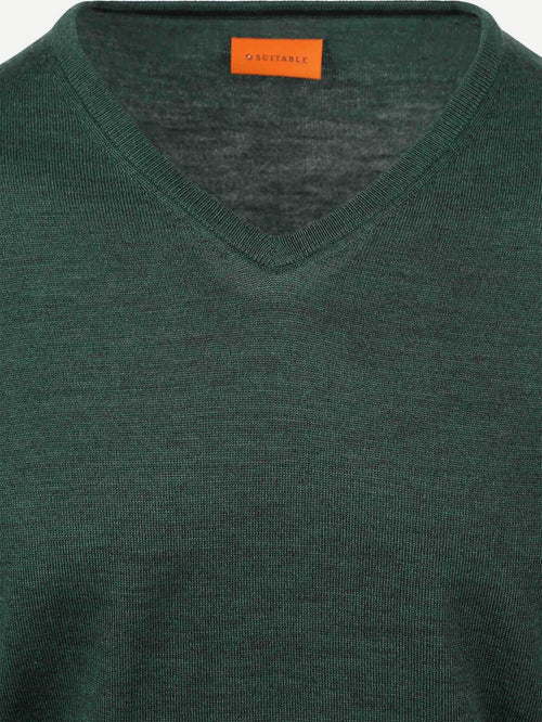 Merino pullover v-hals racing groen
