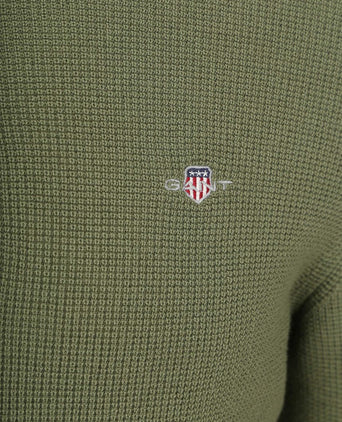 halve rits trui micro textured groen