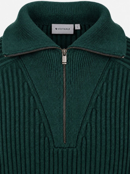halve rits trui sailor wool blend donkergroen