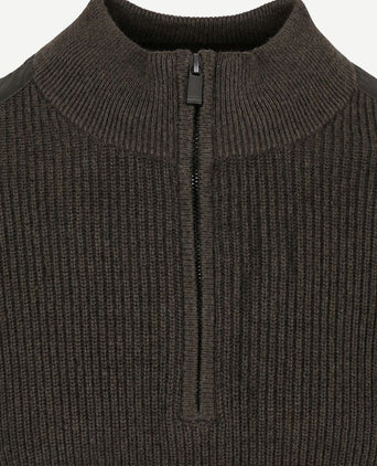halve rits trui patch olive