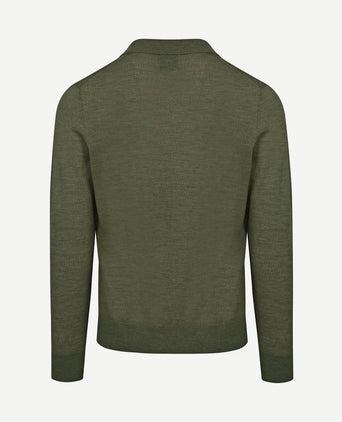 The robert long sleeve poloshirt merino army groen