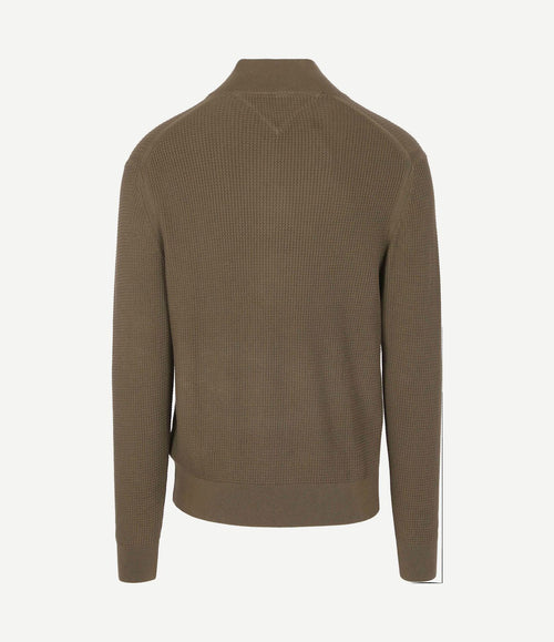 halve rits kabel pullover olijfgroen