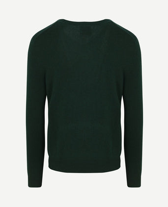 Pullover v-hals woolblend donkergroen