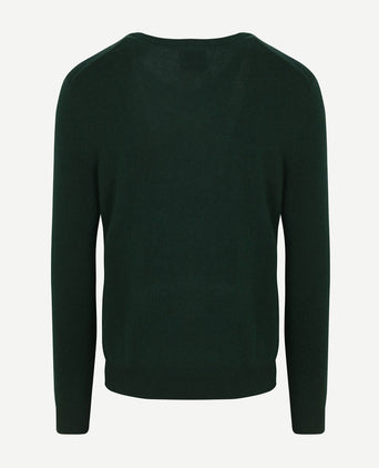 Pullover v-hals woolblend donkergroen