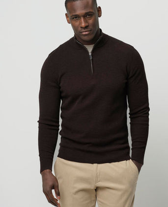 Profuomo halve rits pullover structure bruin