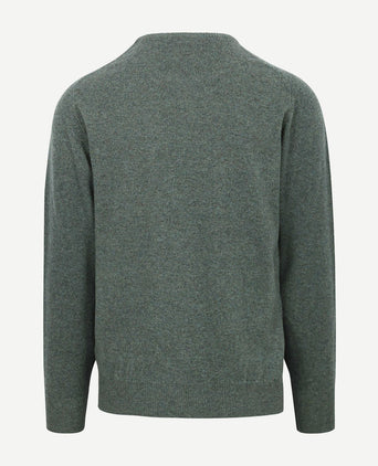 Pullover o-neck lambswool landscape groen
