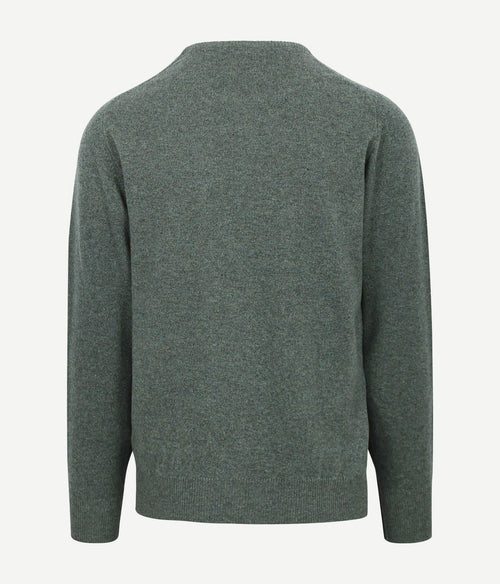 Pullover o-neck lambswool landscape groen