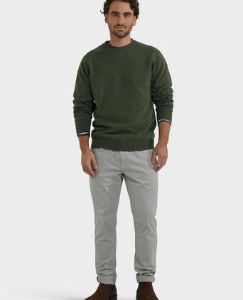 Trui lamswol melange sage groen