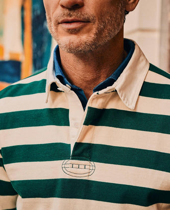 Rugby polo streep groen ecru