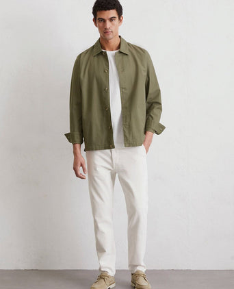 Overshirt linnen blend olijfgroen